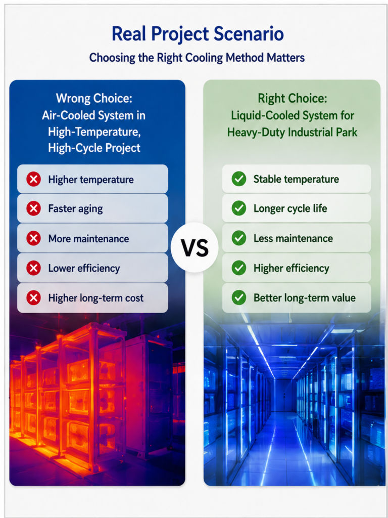 Choosing the right cooling method for industrial battery energy storage projects