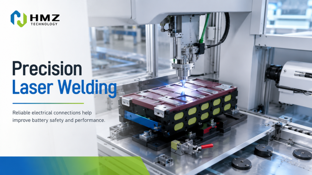 precision-laser-welding-battery-production.jpg
Image Title:
Precision Laser Welding in Battery Manufacturing
Alt Text:
Precision laser welding process in lithium battery production
Caption:
Laser welding technology creates stable and reliable electrical connections inside battery modules.