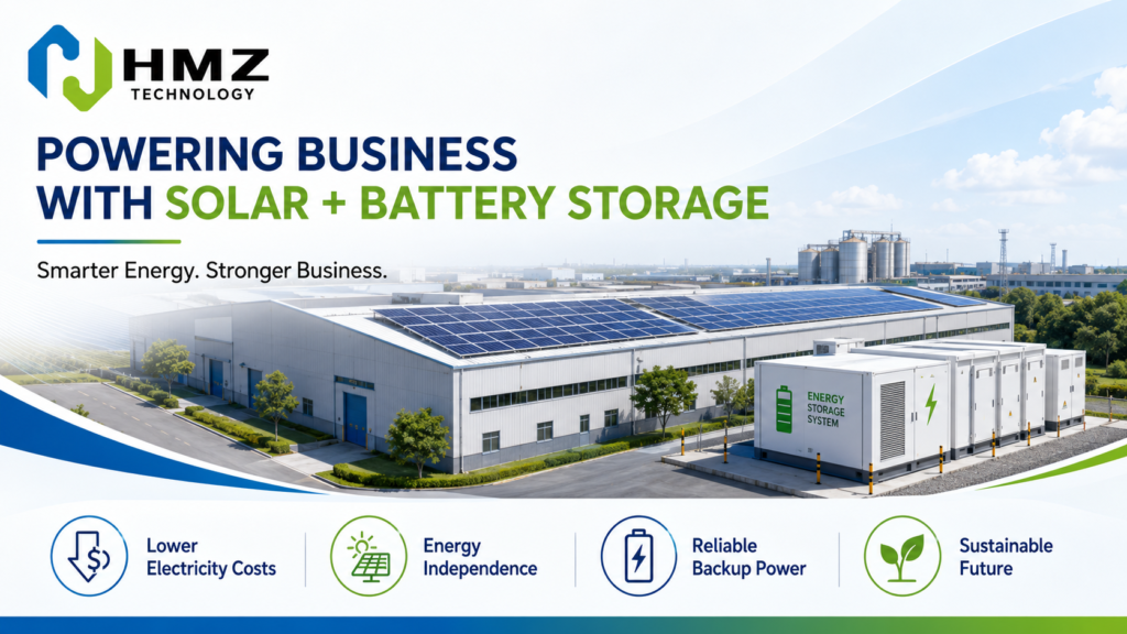 Factories and industrial facilities are adopting solar plus battery storage to improve energy flexibility and reliability.