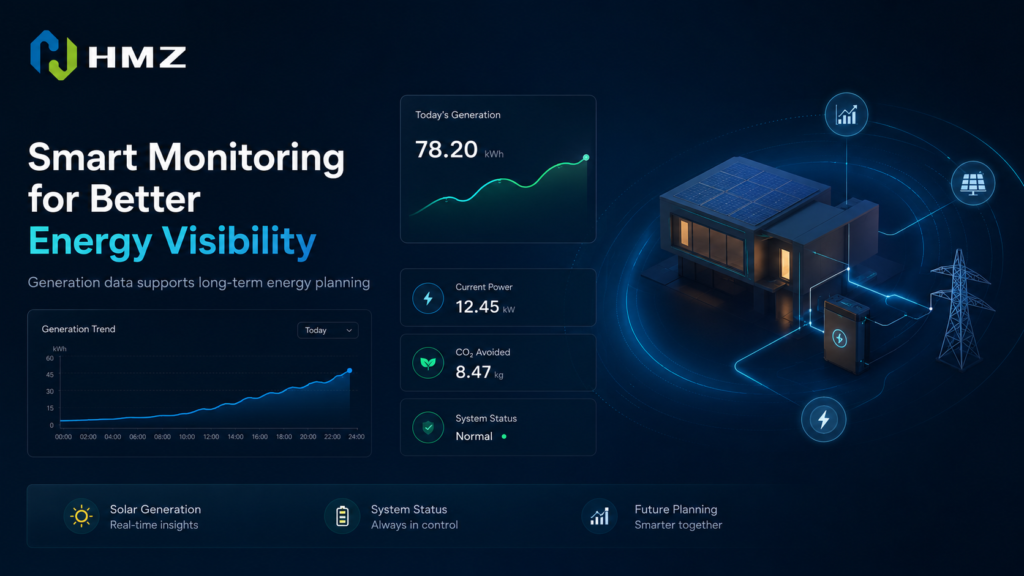 Monitoring interface visualization showing how industrial rooftop solar performance can be tracked and managed for future energy planning.