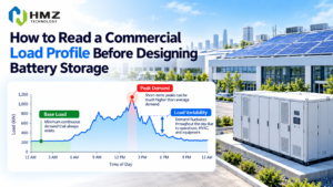 A commercial load profile shows when a facility uses power, how high its demand becomes and how long peaks last. Before sizing a BESS, 15-minute or 30-minute interval data can reveal base load, peak demand, load variability and the real battery power and energy requirements.